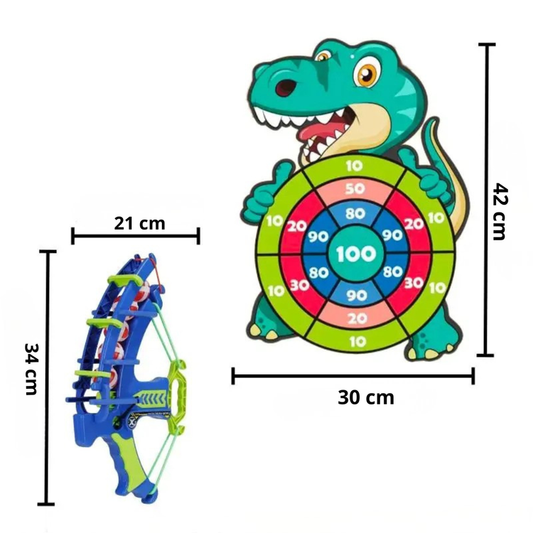 Arco e Flecha Alvo Dinossauro com Bolinhas Adesivas