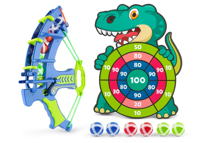 Arco e Flecha Alvo Dinossauro com Bolinhas Adesivas