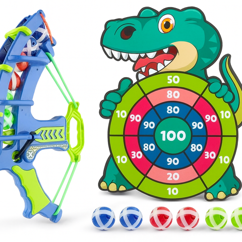 Arco e Flecha Alvo Dinossauro com Bolinhas Adesivas