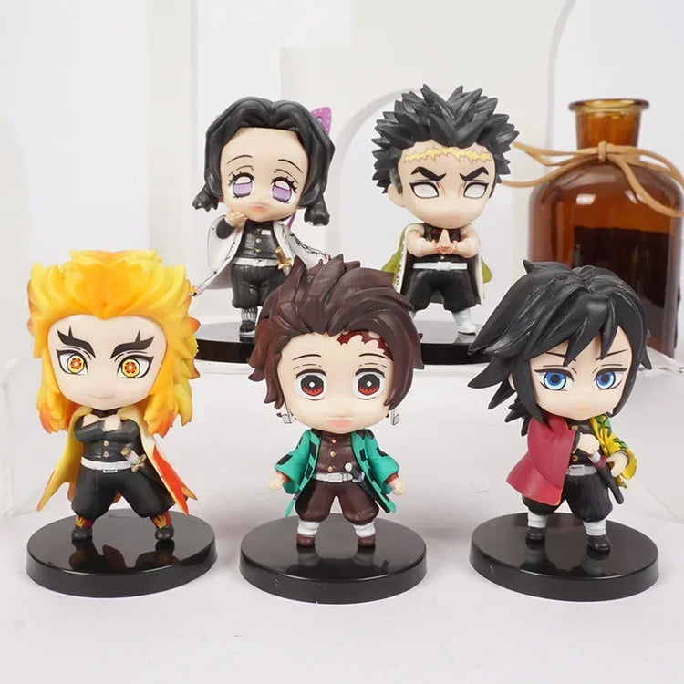 Conjunto 6 Mini Figuras Demon Slayer Chibi Colecionáveis