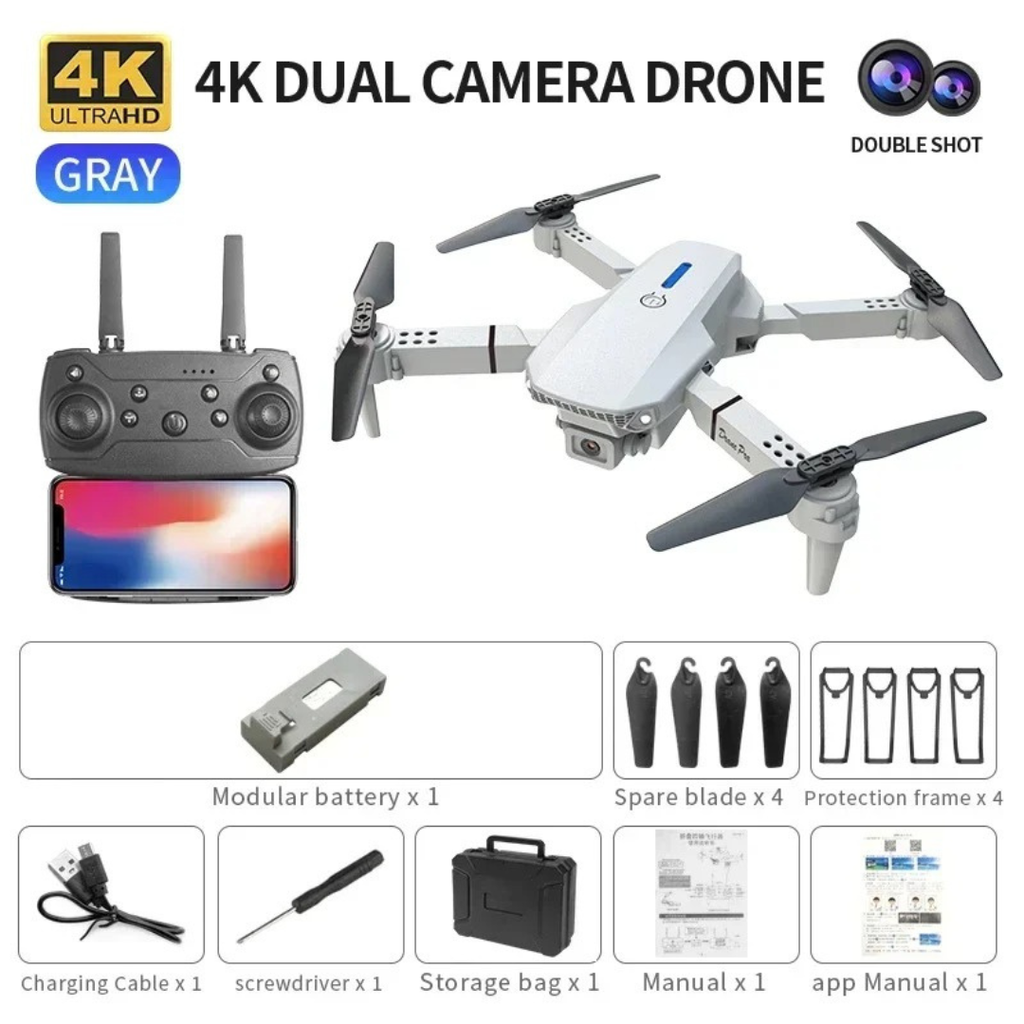 Drone E88 Pro 4K com Controle e App Wi-Fi