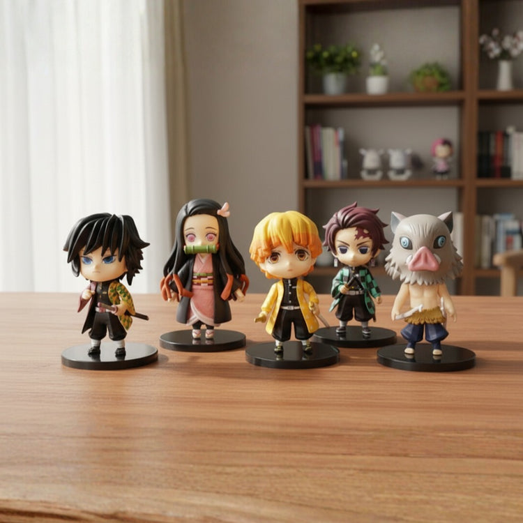 Conjunto 6 Mini Figuras Demon Slayer Chibi Colecionáveis