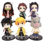 Conjunto 6 Mini Figuras Demon Slayer Chibi Colecionáveis