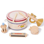 Mesa Musical de Madeira 7 em 1 – Bateria Infantil com Xilofone e Instrumentos de Percussão