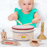Mesa Musical de Madeira 7 em 1 – Bateria Infantil com Xilofone e Instrumentos de Percussão