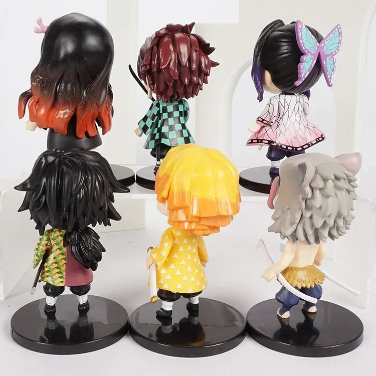 Conjunto 6 Mini Figuras Demon Slayer Chibi Colecionáveis